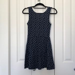 H&M Navy Blue Polka Dot Skater Dress